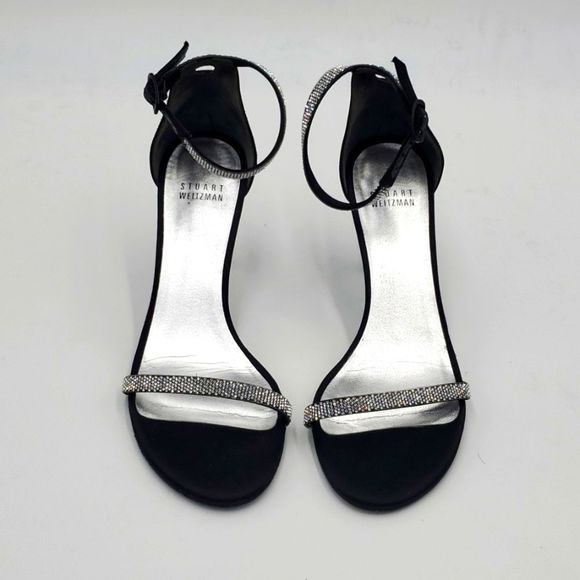 SOLD!!! STUART WEITZMAN Satin/Crystal Ankle Strap Heels - Size 7 1/2 - Picture 3 of 8